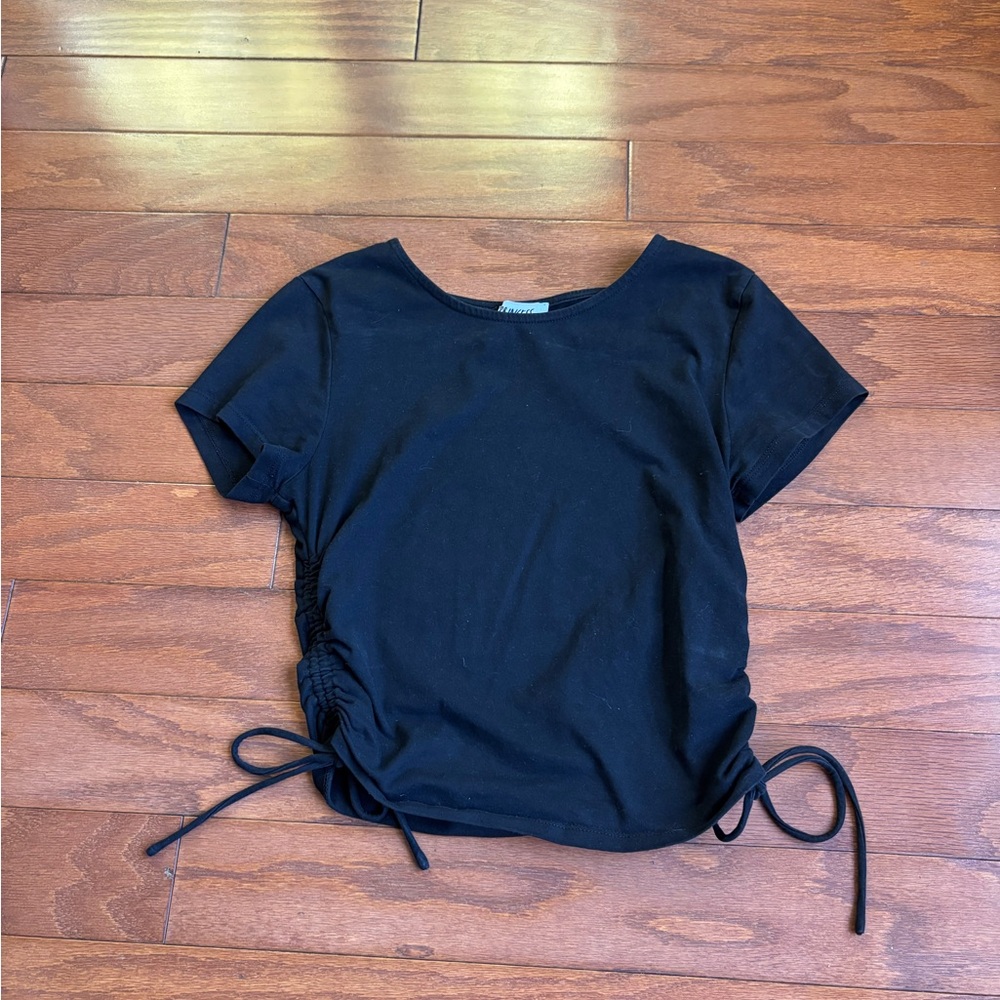 Princess Polly Black Ruched Short Sleeve Top